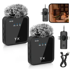 Microfone Lapela QY66 3 em 1 - Image 3