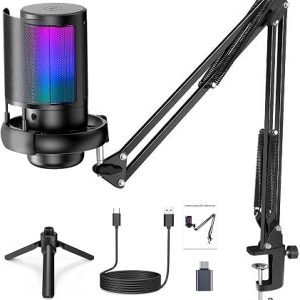 Microfone RGB para Podcast e Gaming