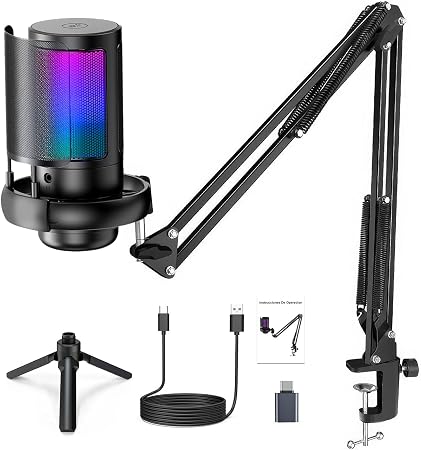 Microfone RGB para Podcast e Gaming